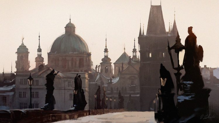 Prague, Darek Zabrocki, Snow, Czech Republic, Bridge, Cathedral HD Wallpaper Desktop Background