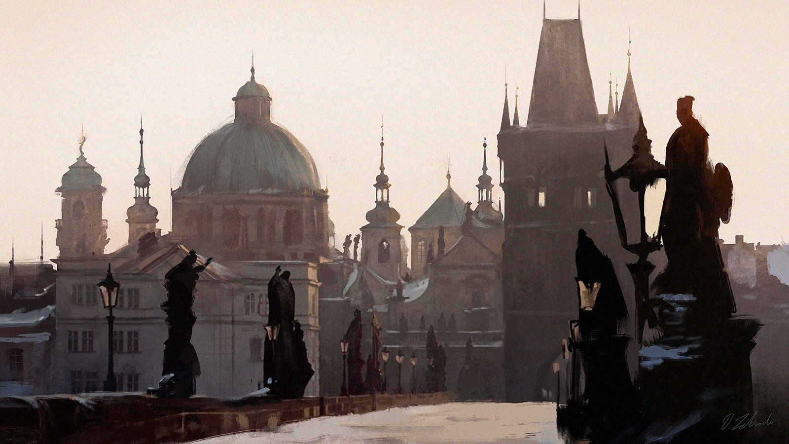 Prague, Darek Zabrocki, Snow, Czech Republic, Bridge, Cathedral Wallpaper