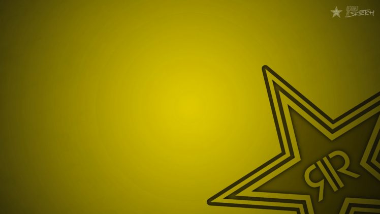 Rockstar (drink), Minimalism, Energy drinks, Yellow background, Logo HD Wallpaper Desktop Background