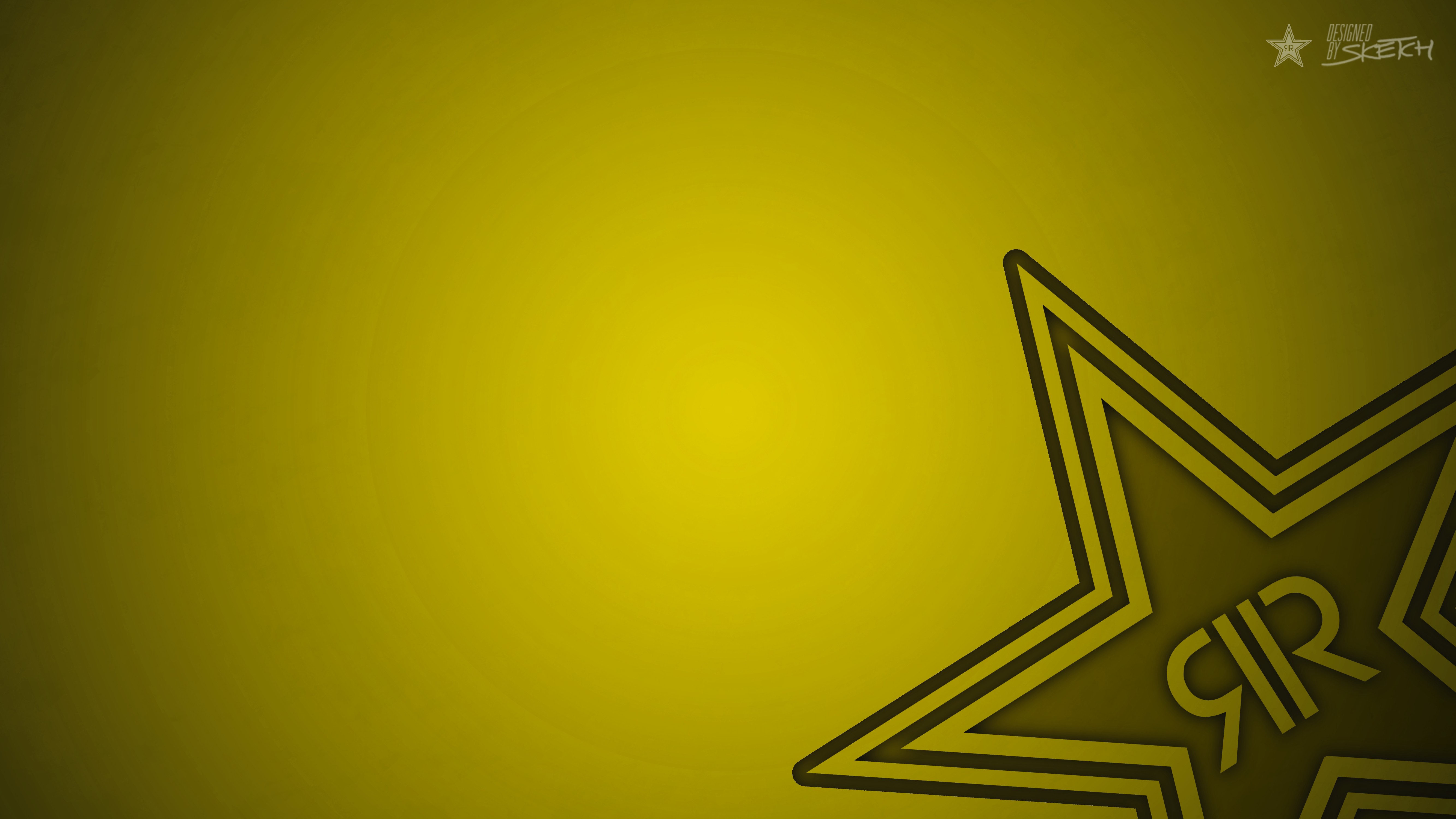 Rockstar (drink), Minimalism, Energy drinks, Yellow background, Logo Wallpaper