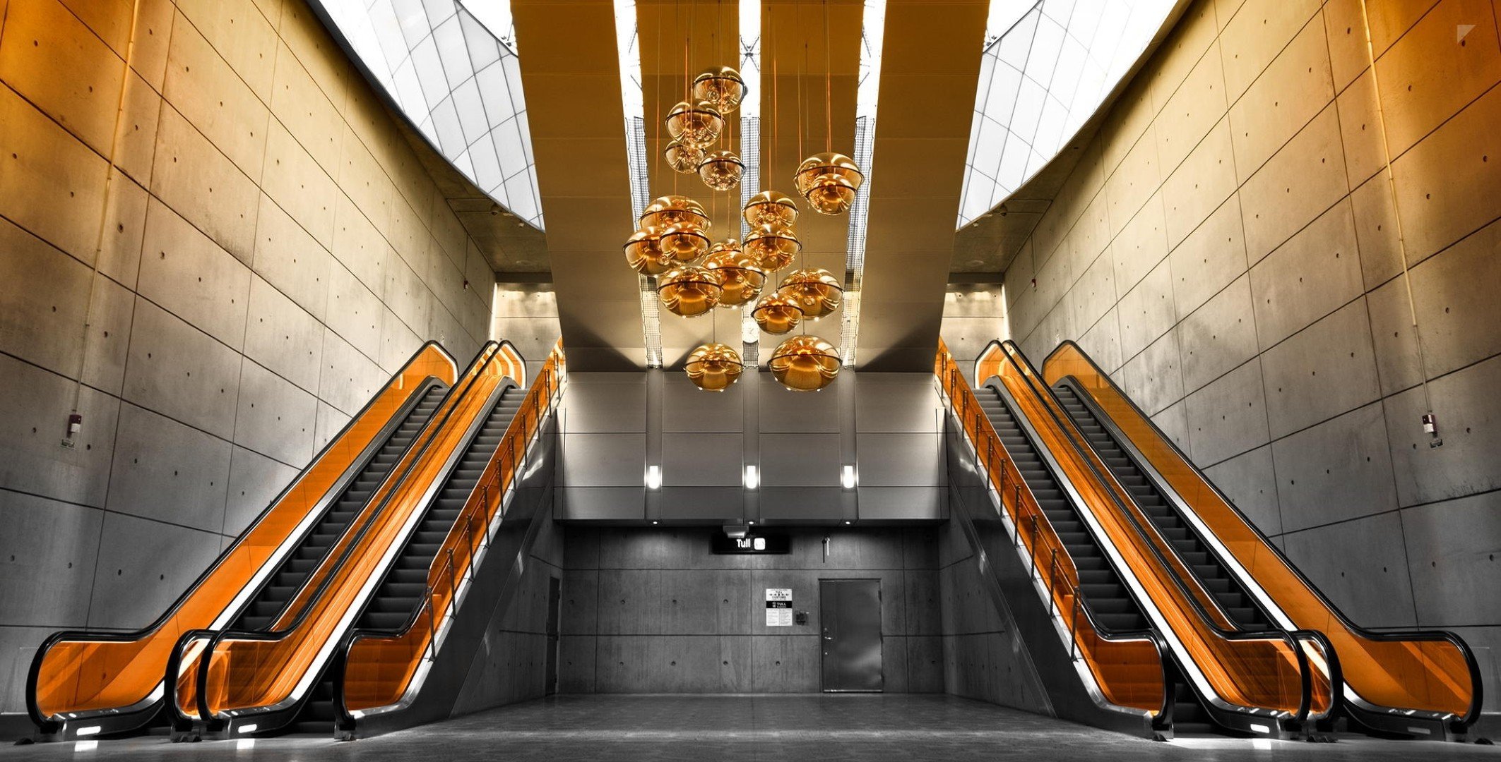 escalator, Interiors, Building, Modern, Orange, Architecture Wallpaper