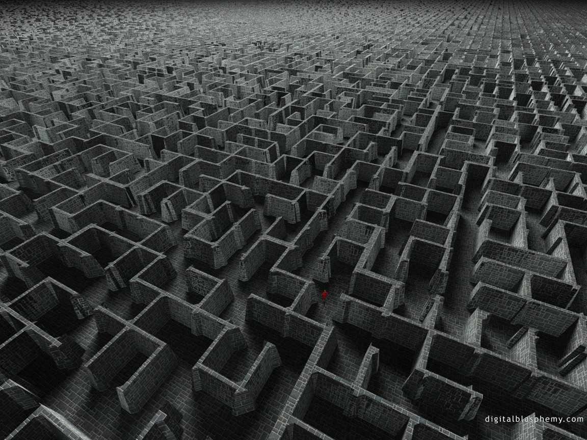 maze, Black Wallpaper