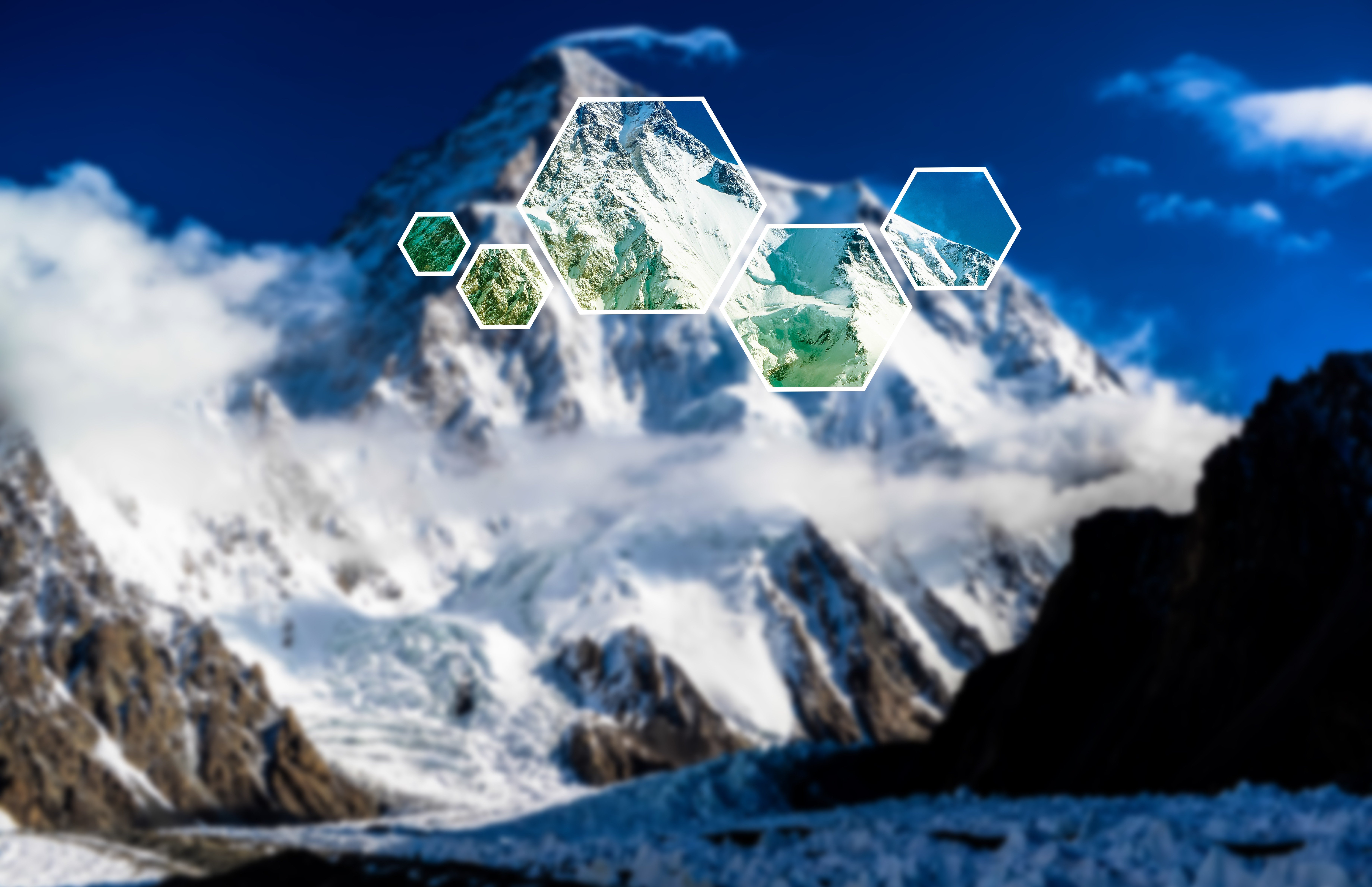 mountain, Hexagon, Blurred Wallpaper