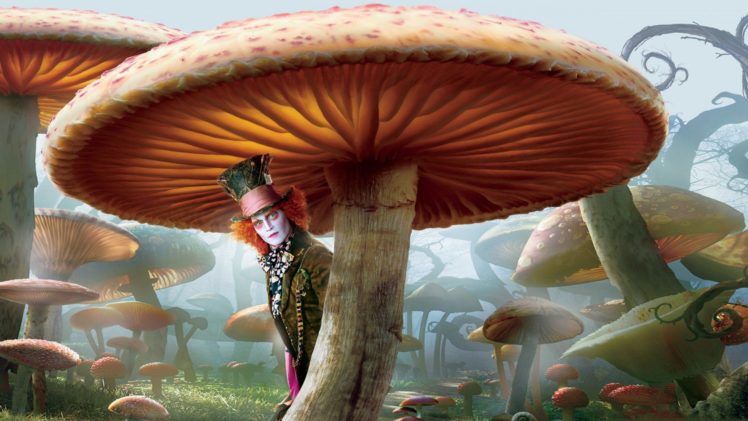 Alice in Wonderland, Mushroom, Mad Hatter, Johnny Depp HD Wallpaper Desktop Background
