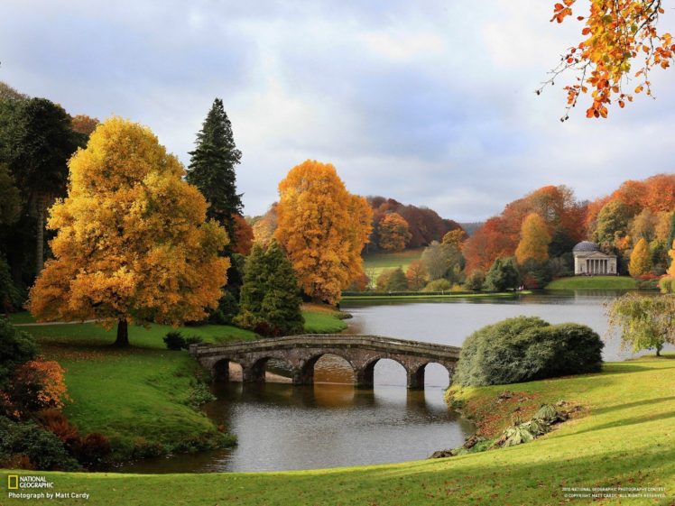 National Geographic, Pond, Bridge, Fall HD Wallpaper Desktop Background