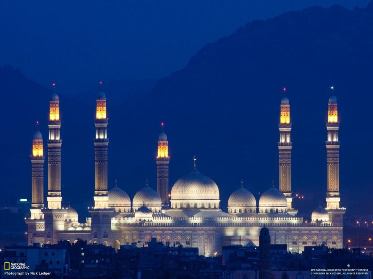 National Geographic, Mosques, Glowing, Building, Yemen HD Wallpaper Desktop Background