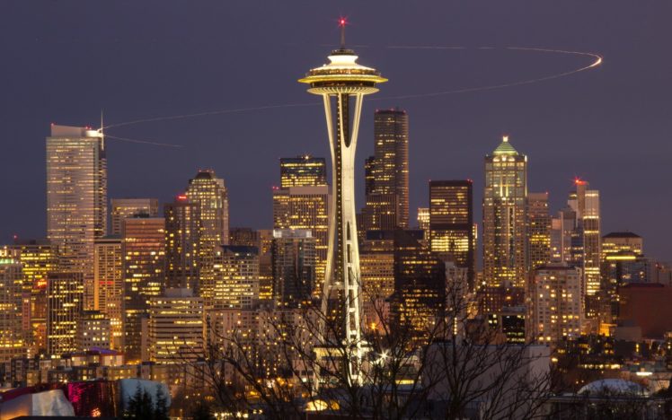 Seattle, Cityscape, Tower, Skyscraper, Lights HD Wallpaper Desktop Background