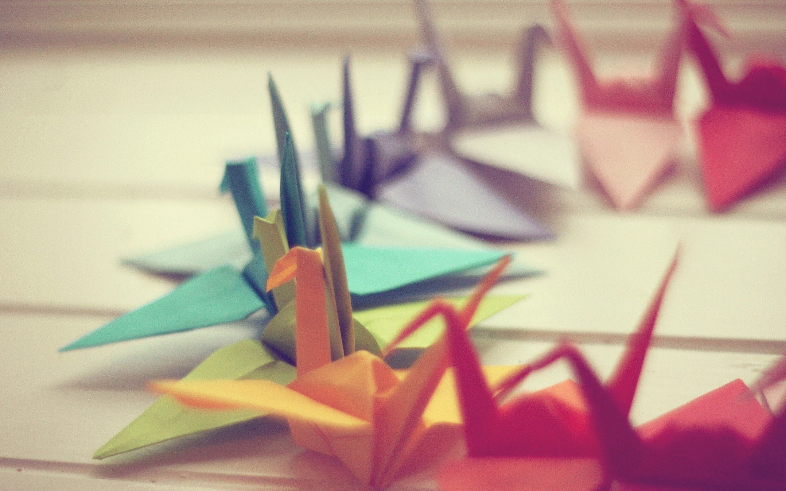 paper cranes, Colorful, Depth of field, Origami Wallpaper