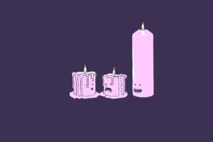 candles, Melting, Purple background, Minimalism