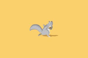 squirrel, Minimalism, Yellow background