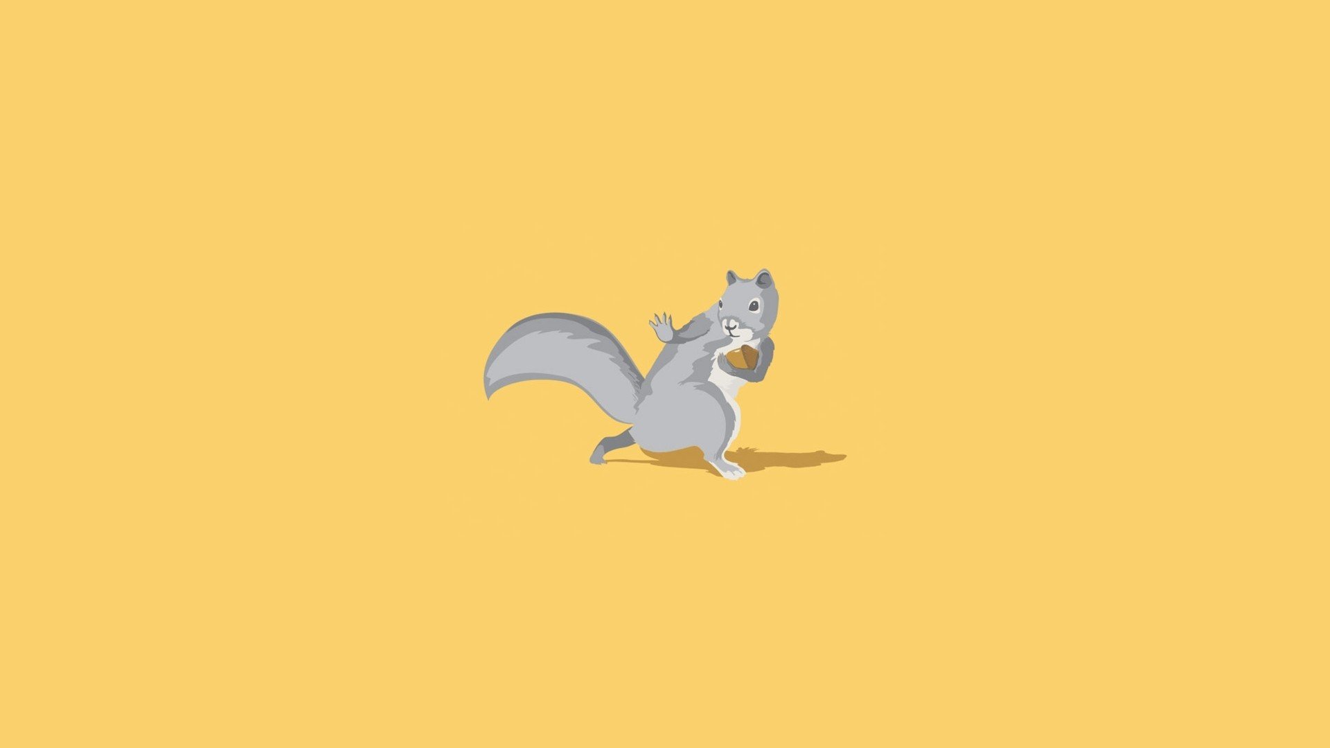 squirrel, Minimalism, Yellow background Wallpaper