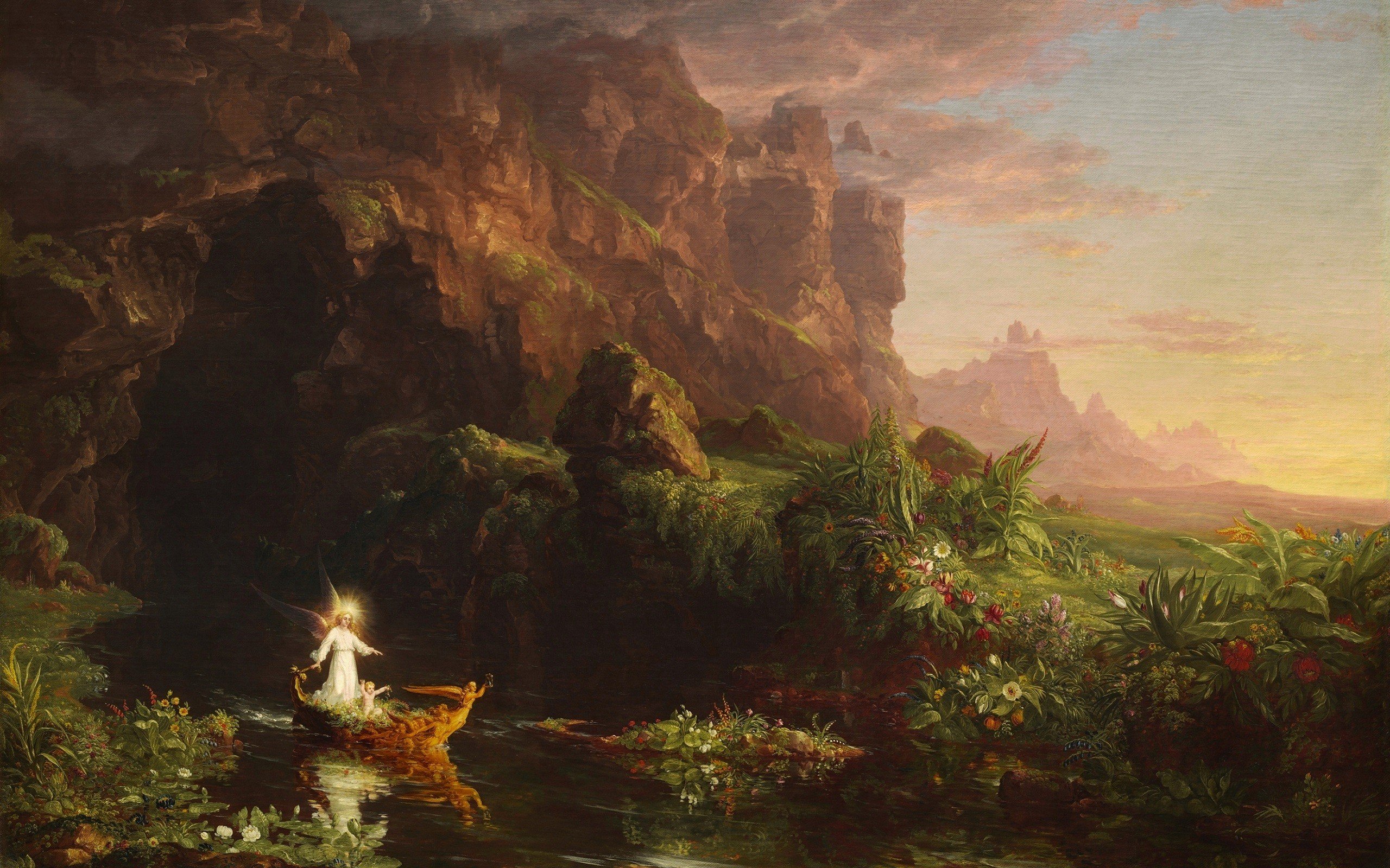 Thomas Cole, The Voyage of Life: Childhood, Painting, Classic art Wallpaper
