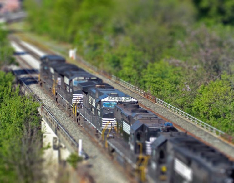 train, Diesel locomotives, Tilt shift HD Wallpaper Desktop Background