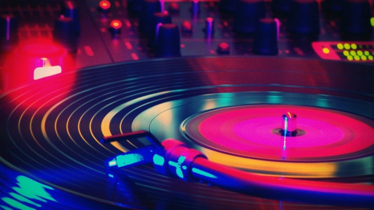 record players, Vinyl, Lights, Music, Colorful, Macro HD Wallpaper Desktop Background