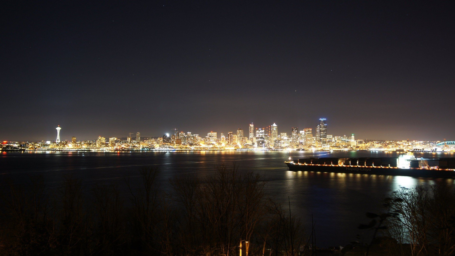Seattle, City, Night Wallpaper
