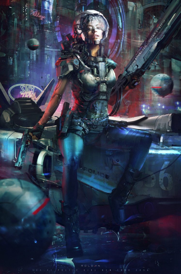 police, Cyberpunk, Futuristic HD Wallpaper Desktop Background