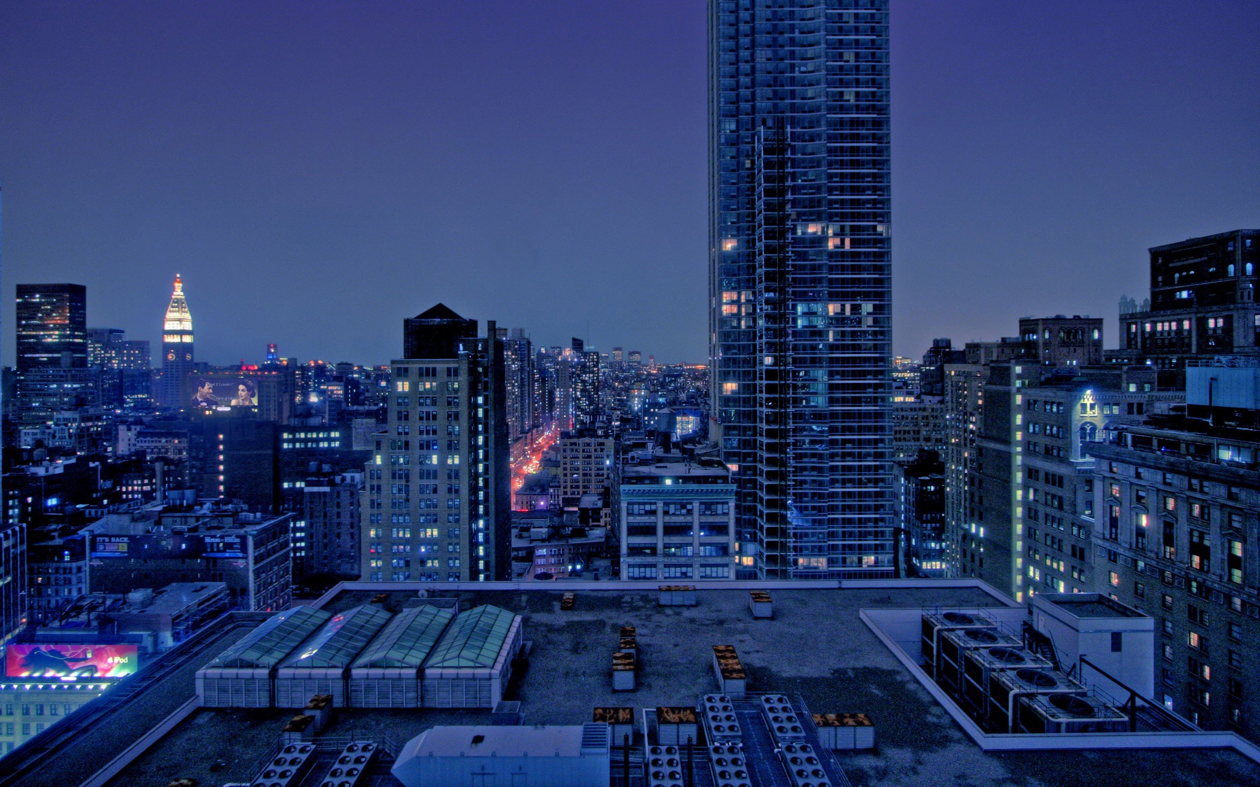 skyscraper rooftop night background