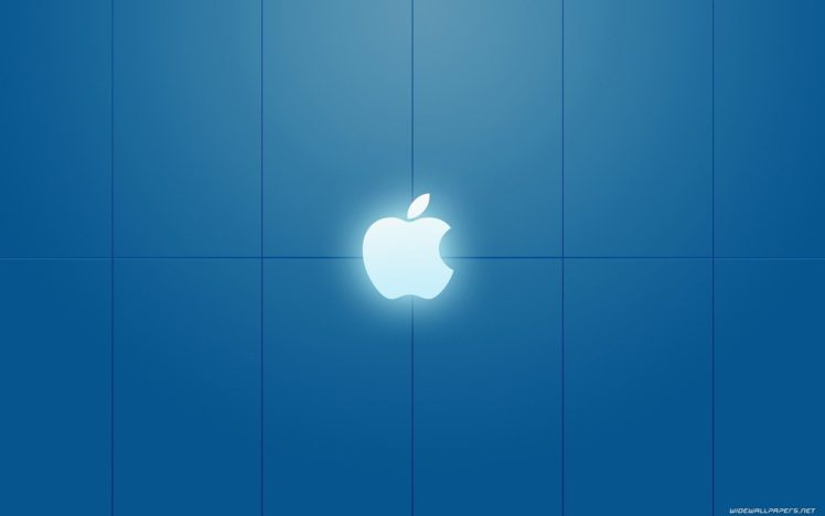 glowing, Apple Inc., Logo, Blue background HD Wallpaper Desktop Background