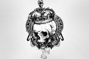 skull, Gray background, Vector art, Crowns