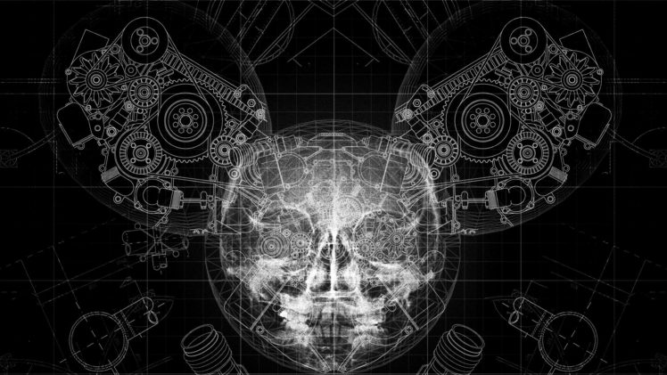 deadmau5, Skull, Gears, Helmet, X rays HD Wallpaper Desktop Background