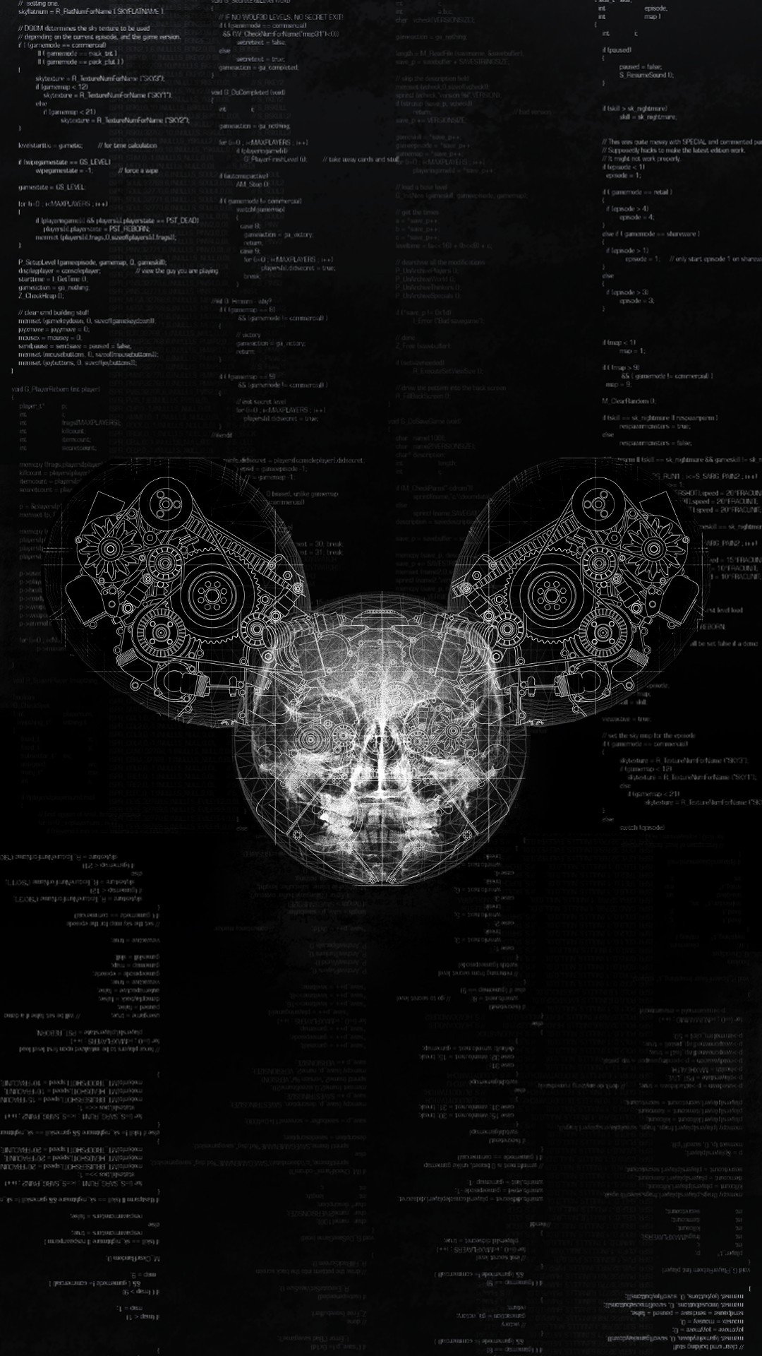 deadmau5, Skull, Code, Gears, Helmet, X rays Wallpaper