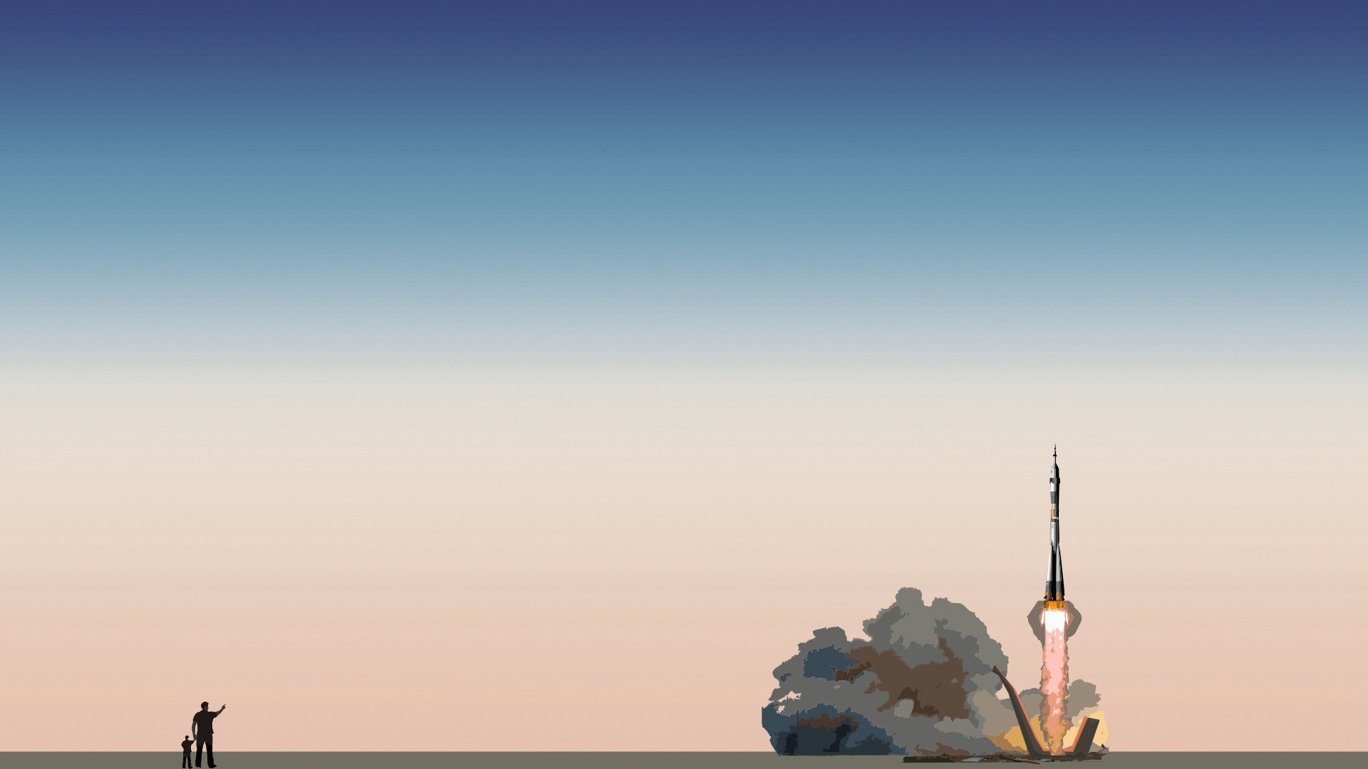 Soyuz, Minimalism, Lift off, Rockets, Rocket Wallpaper