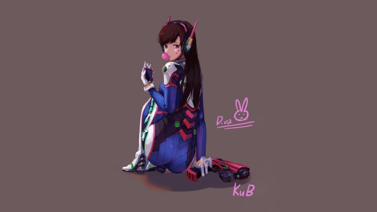 D.Va (Overwatch), Video games, Gray background, Illustration, Overwatch HD Wallpaper Desktop Background