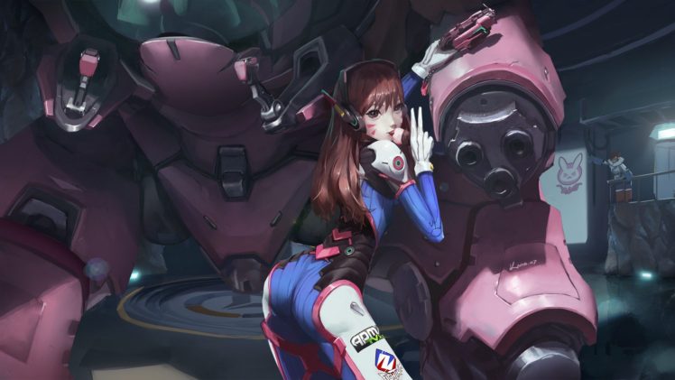 Overwatch, Artwork, Digital art, Video games, D.Va (Overwatch), Robot, Anime girls HD Wallpaper Desktop Background