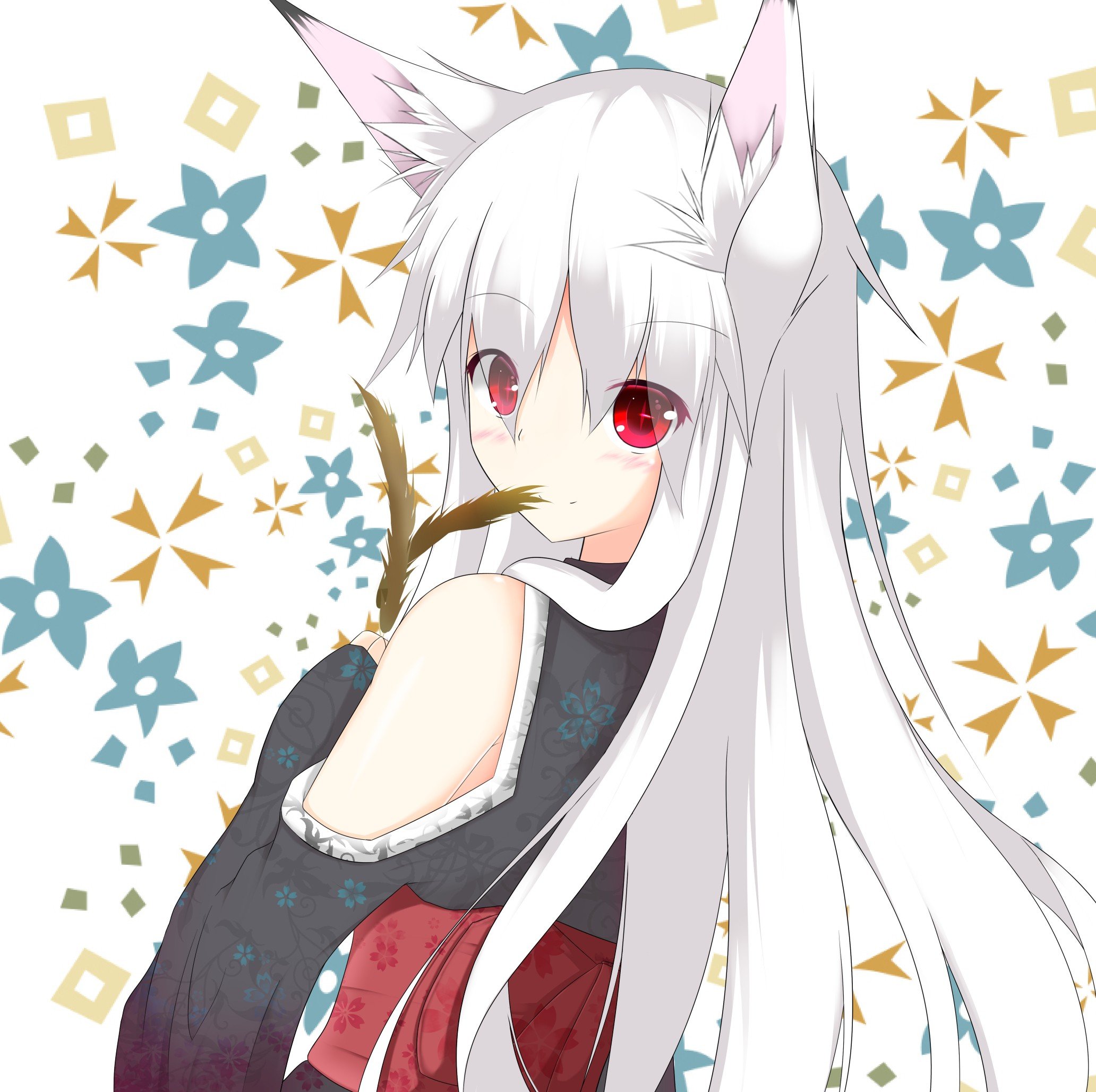 long hair, White hair, Red eyes, Anime, Anime girls, Animal ears, Kitsunemimi HD Wallpapers