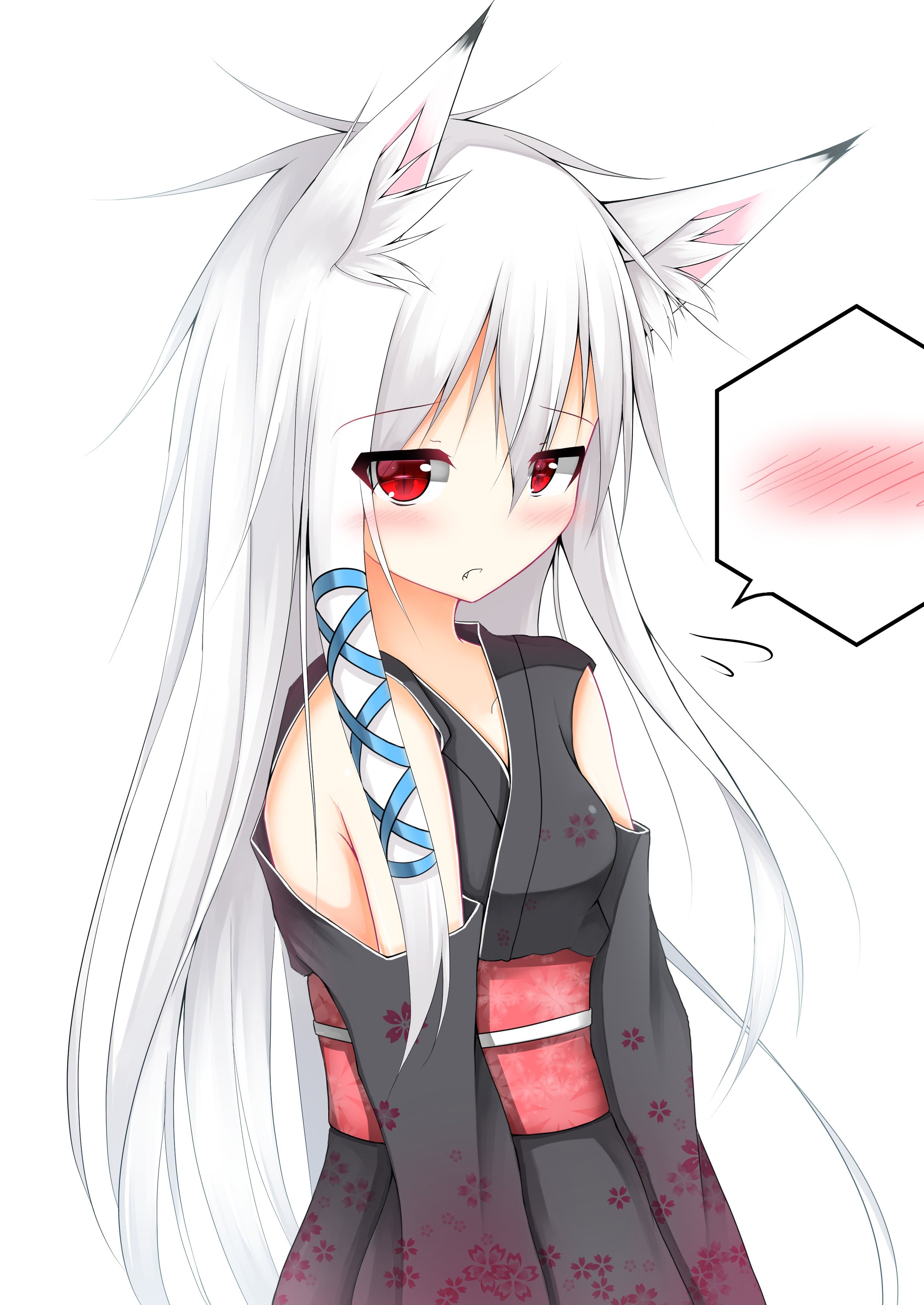 long hair, White hair, Red eyes, Anime, Anime girls, Animal ears, Tail,  Japanese clothes, Kitsunemimi HD Wallpapers / Desktop and Mobile Images &  Photos