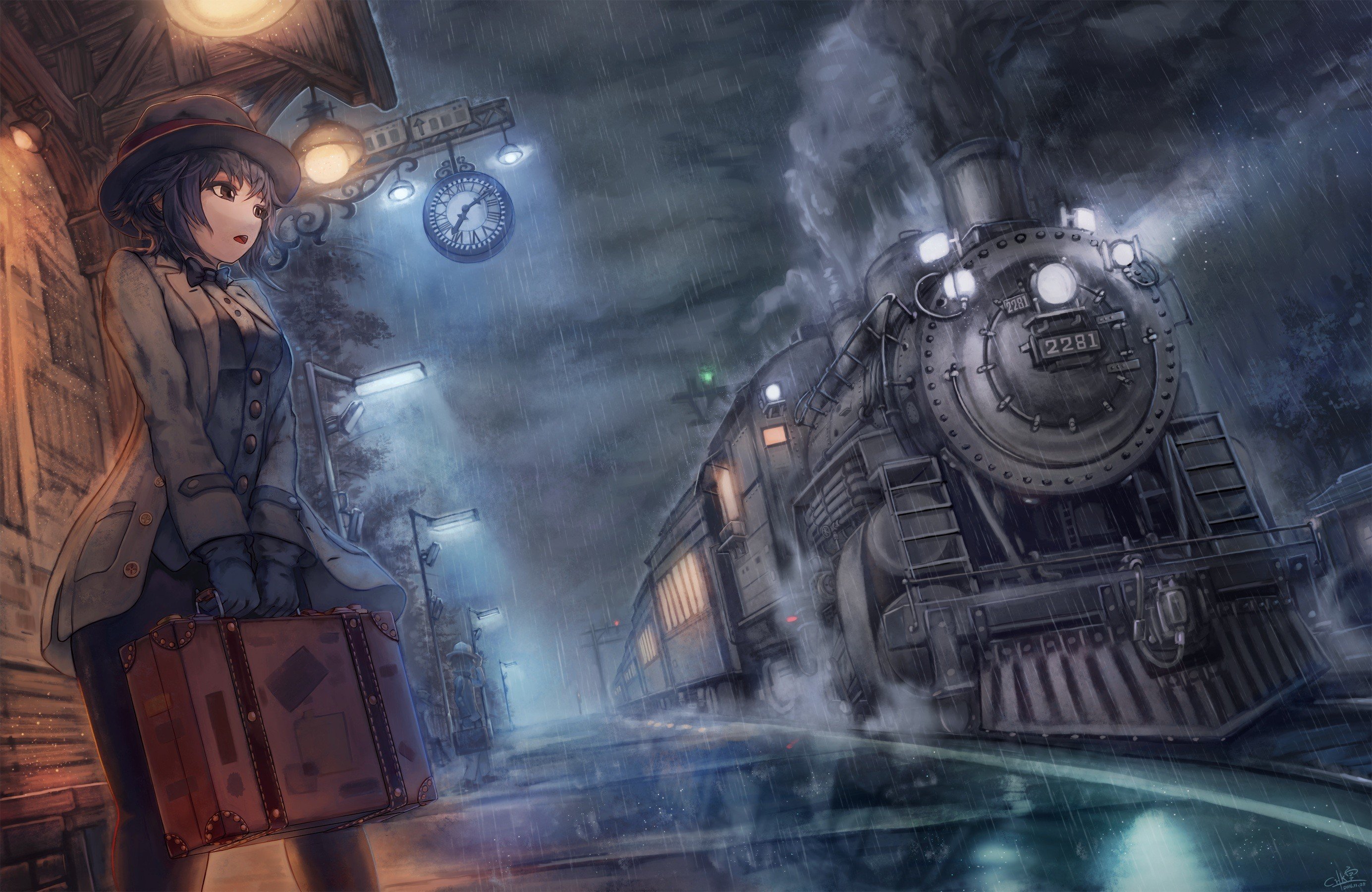 Short Hair Anime Anime Girls Train Night Rain Train Station Black Hair Brown Eyes Hat Hd Wallpapers Desktop And Mobile Images Photos With tenor, maker of gif keyboard, add popular anime train animated gifs to your conversations. short hair anime anime girls train