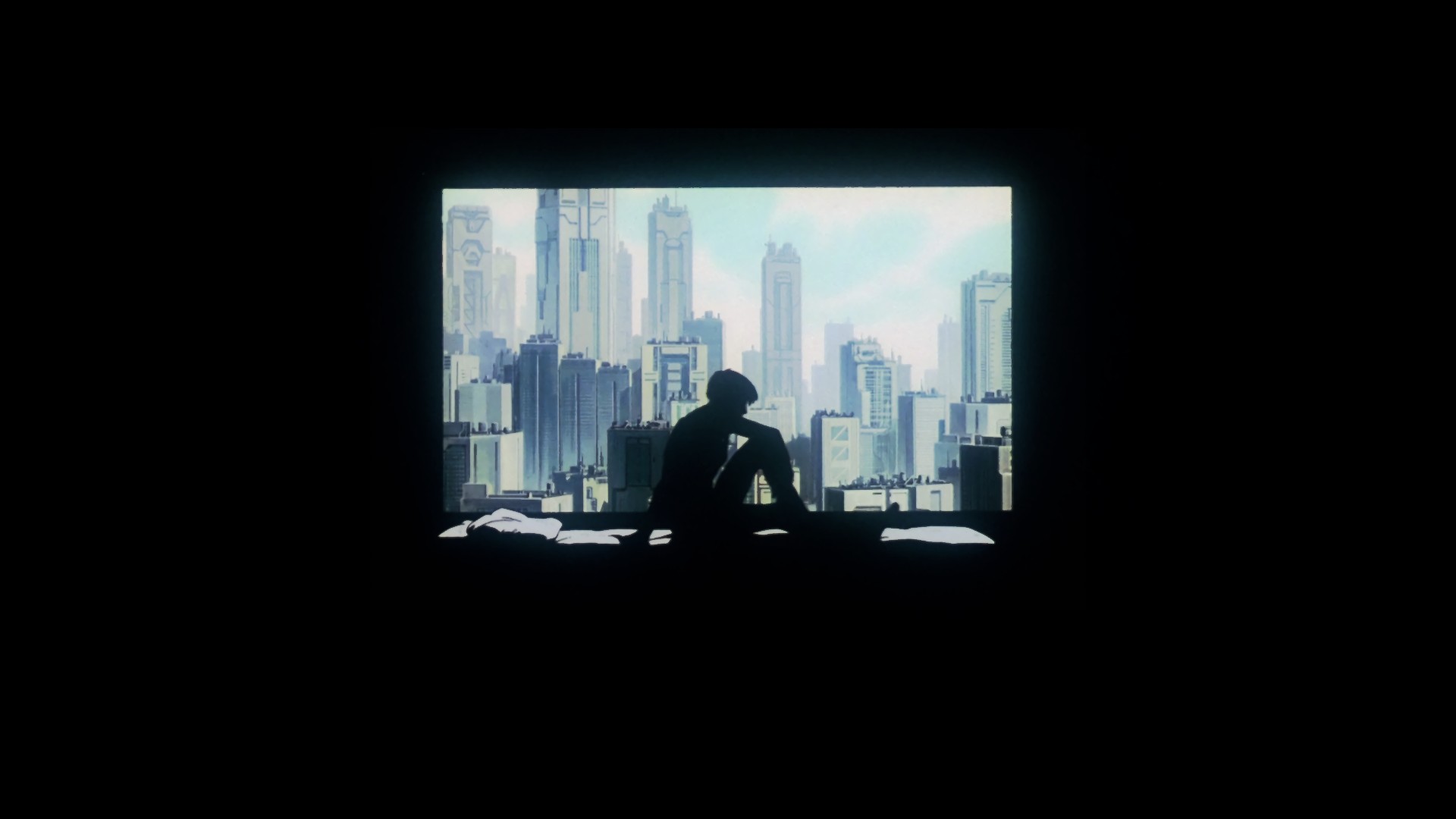 in bed, Women, Ghost in the Shell, Kusanagi Motoko, Cityscape, Bed