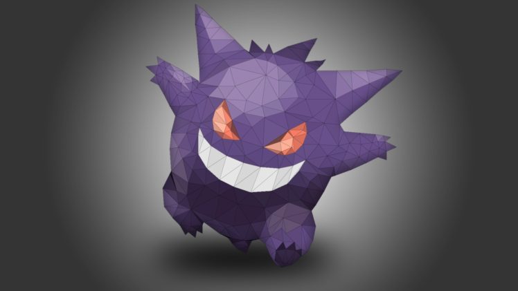 Gengar, Pokémon, Low poly HD Wallpaper Desktop Background
