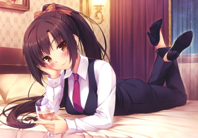 Brunette Long Hair Anime Anime Girls Business Suit