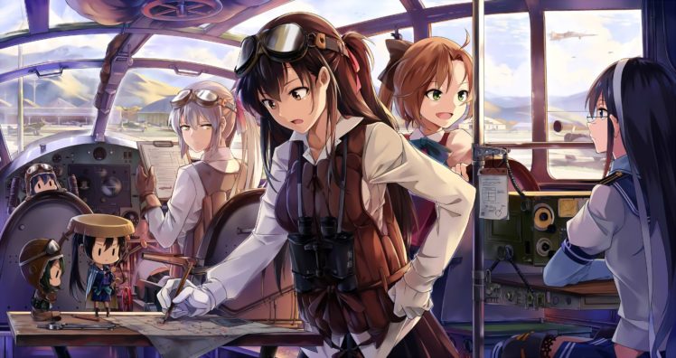 long hair brunette green eyes anime anime girls kantai