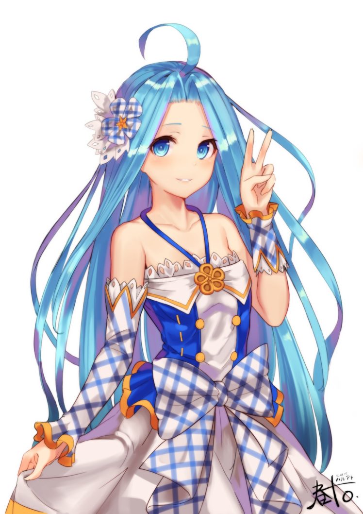 long hair, Blue hair, Blue eyes, Anime, Anime girls, Granblue Fantasy, Dress HD Wallpaper Desktop Background