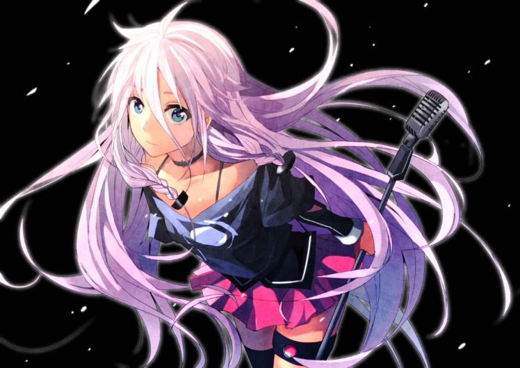 pink hair, Long hair, Blue eyes, Anime, Anime girls, IA (Vocaloid), Vocaloid, Thigh highs HD Wallpaper Desktop Background