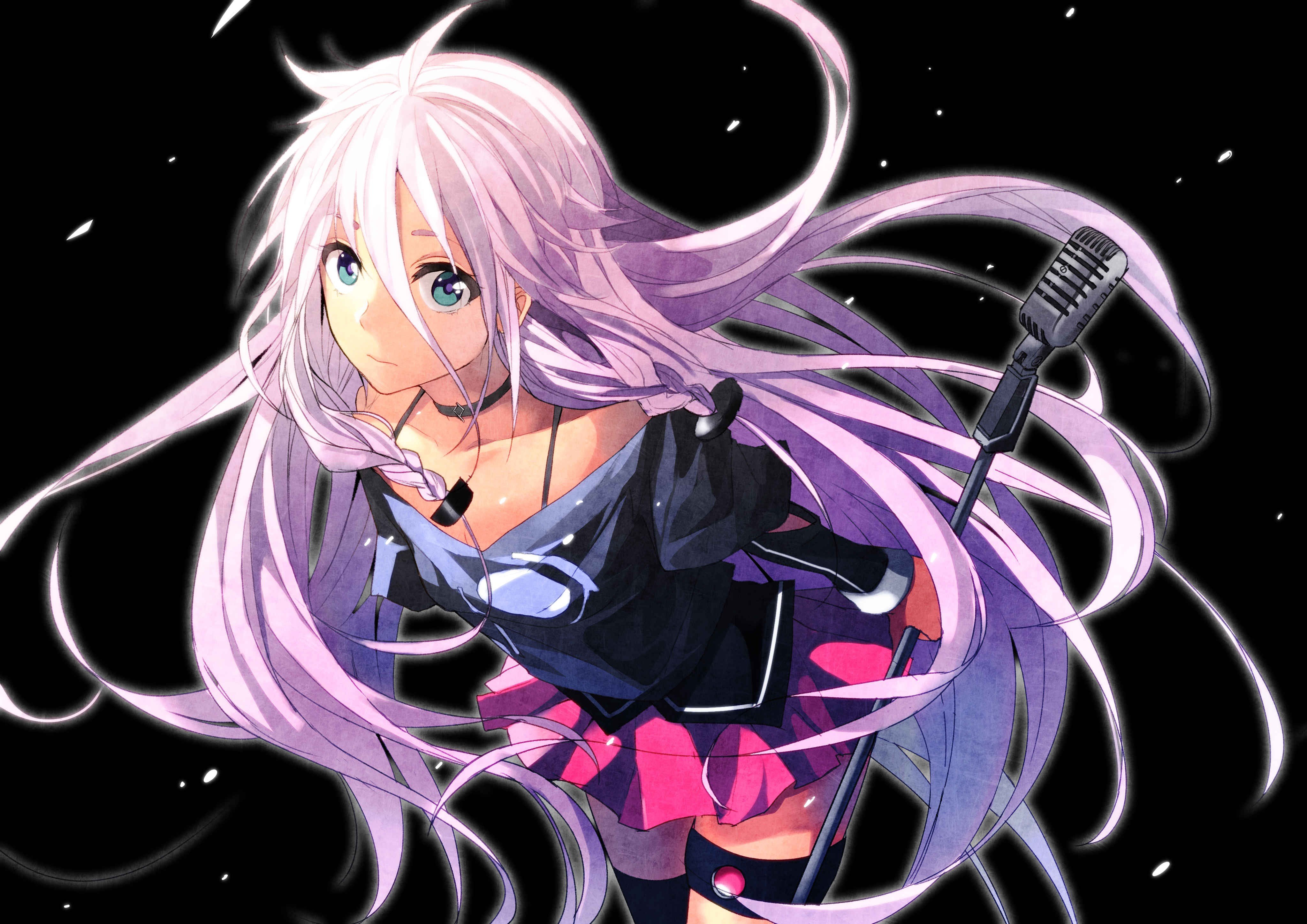 pink hair, Long hair, Blue eyes, Anime, Anime girls, IA (Vocaloid), Vocaloid, Thigh highs Wallpaper