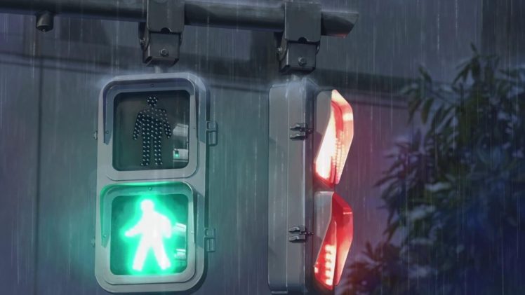 rain, Traffic lights, Red ligths, Light green HD Wallpaper Desktop Background