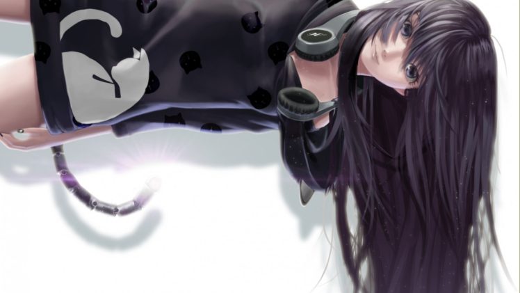 anime girls, Headphones HD Wallpaper Desktop Background