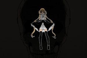 Abeno Chako, Long hair, Blonde, Draw   Majo no Nemuru Umi de, Mai Kirame, Twintails, Gothic lolita, Skull, Anime, Manga, Anime girls