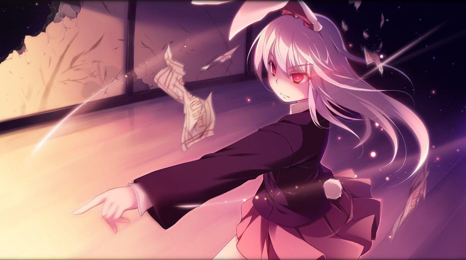 white hair, Long hair, Red eyes, Anime, Anime girls, Bunny ears, Tail,  Skirt HD Wallpapers / Desktop and Mobile Images & Photos