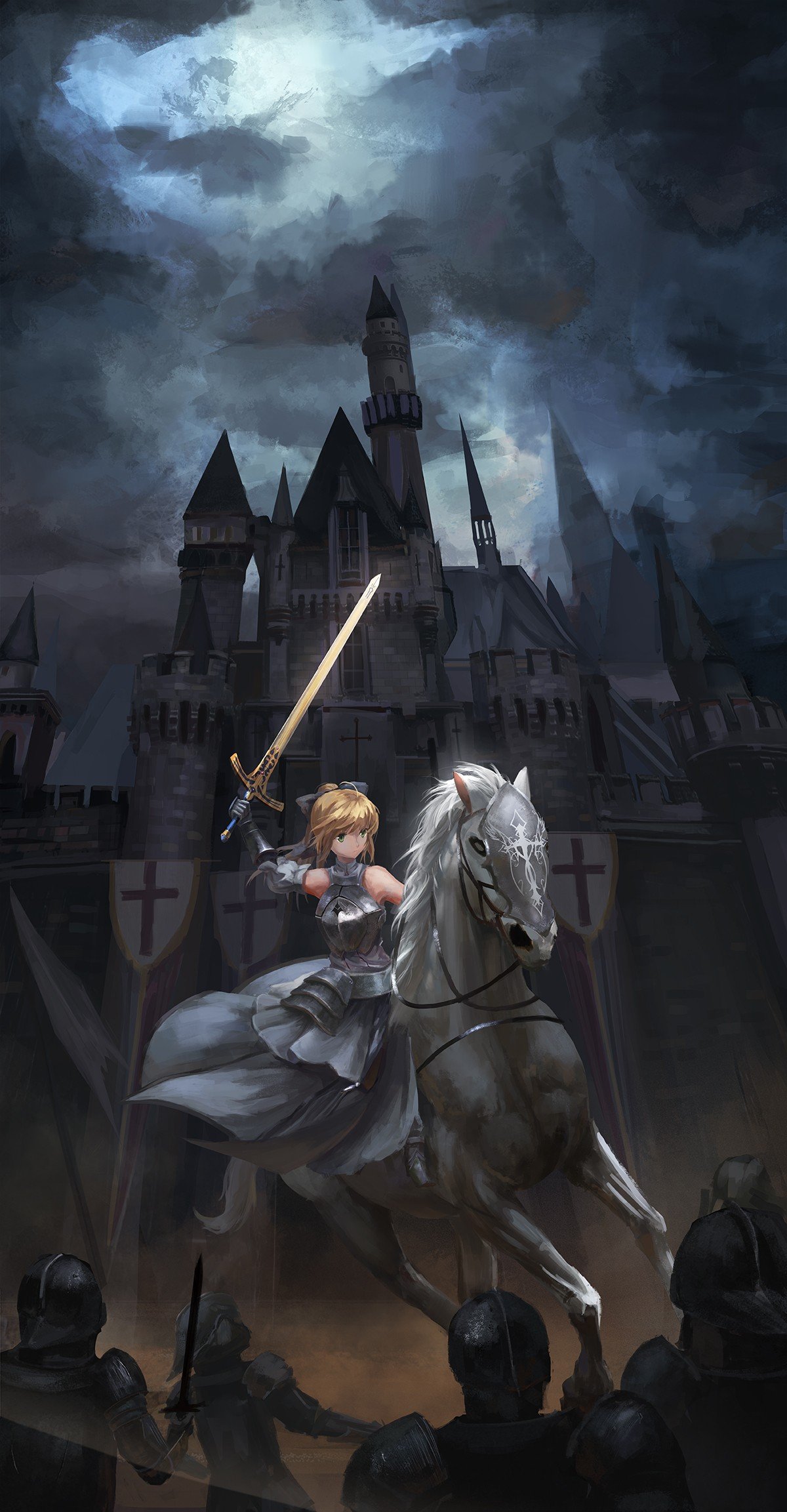 blonde, Green eyes, Anime, Anime girls, Fate Grand Order, Fate Stay Night, Fate Unlimited Codes, Saber, Saber Lily, Armor, Sword, Weapon, Castle Wallpaper