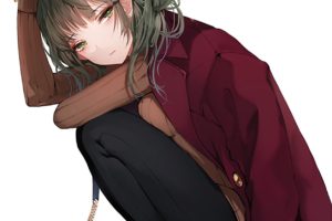 short hair, Green eyes, Anime, Anime girls, Sweater