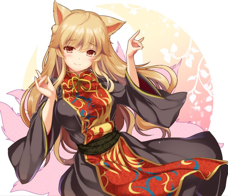 long hair blonde red eyes anime anime girls animal ears