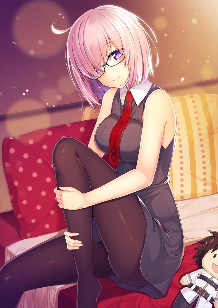 short hair, Pink hair, Pink eyes, Anime, Anime girls, Fate Grand Order, Shielder (Fate Grand Order), Glasses, Meganekko HD Wallpaper Desktop Background