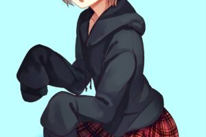 original characters, Short hair, Red eyes, Anime, Anime girls, Skirt, Gray hair
