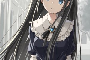 long hair, Blue eyes, Anime, Anime girls, Black hair, Maid