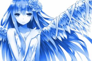 long hair, Anime, Anime girls, Simple background, Wings, Hair ornament
