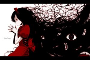 anime girls, Horror, Red skirt, Artwork